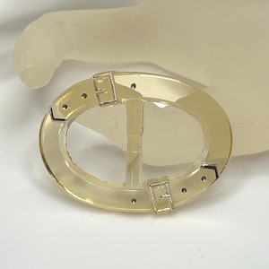 Vintage Clear Glass Belt Buckle: 1930s Art Deco Dress Sash Accessory