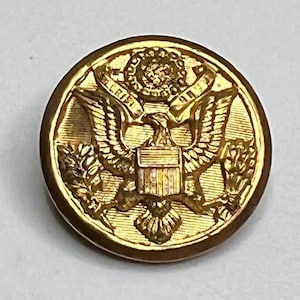 Botón militar con sello dorado vintage, Waterbury Button Co.