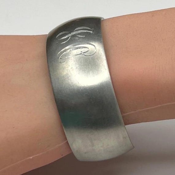 Leonard Pewter Monogram Cuff Bracelet – Vintage Engraved Bolivia