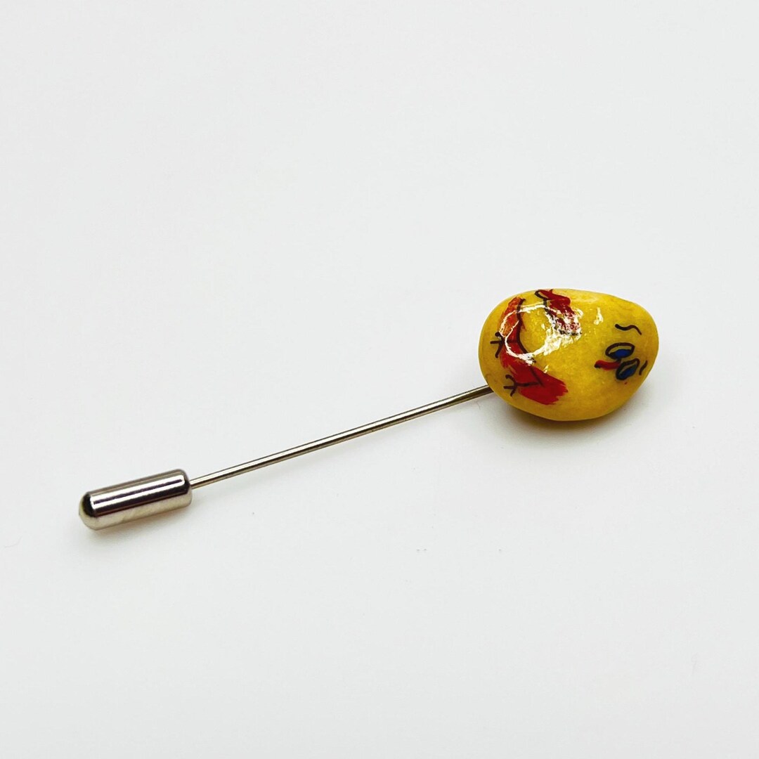 Pibble Pin Hand Painted Pebble Stick Pin – Artisan Bird Motif Lapel Pin, Vintage ...