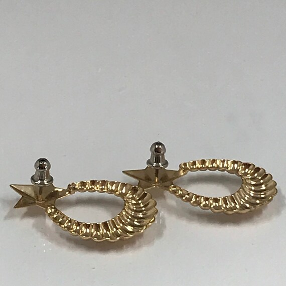 Vintage Gold Star Pierced Hoop Stud Earrings R127 - image 5