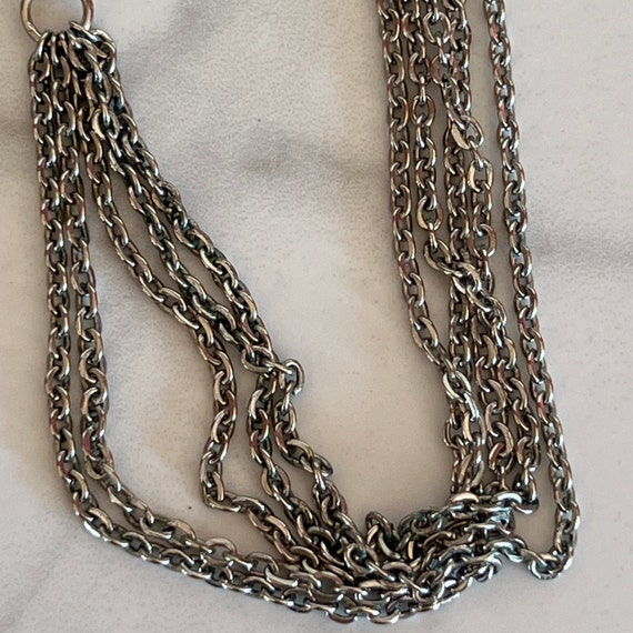 Vintage Silver Beaded Tassel Pendant Necklace - image 5