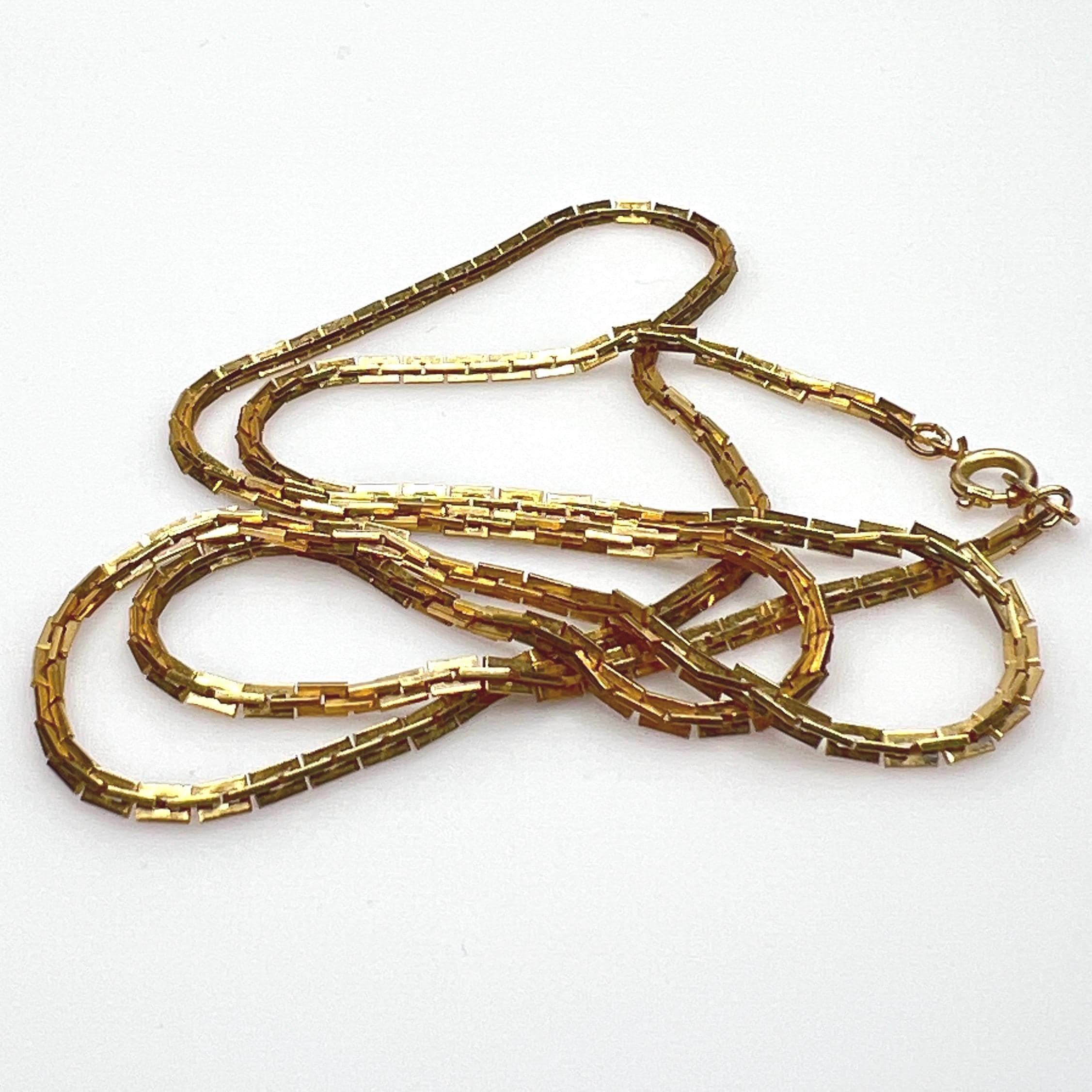 1970s Nakagawa Gold Chain Necklace – 24 Inch Vintage Box Link