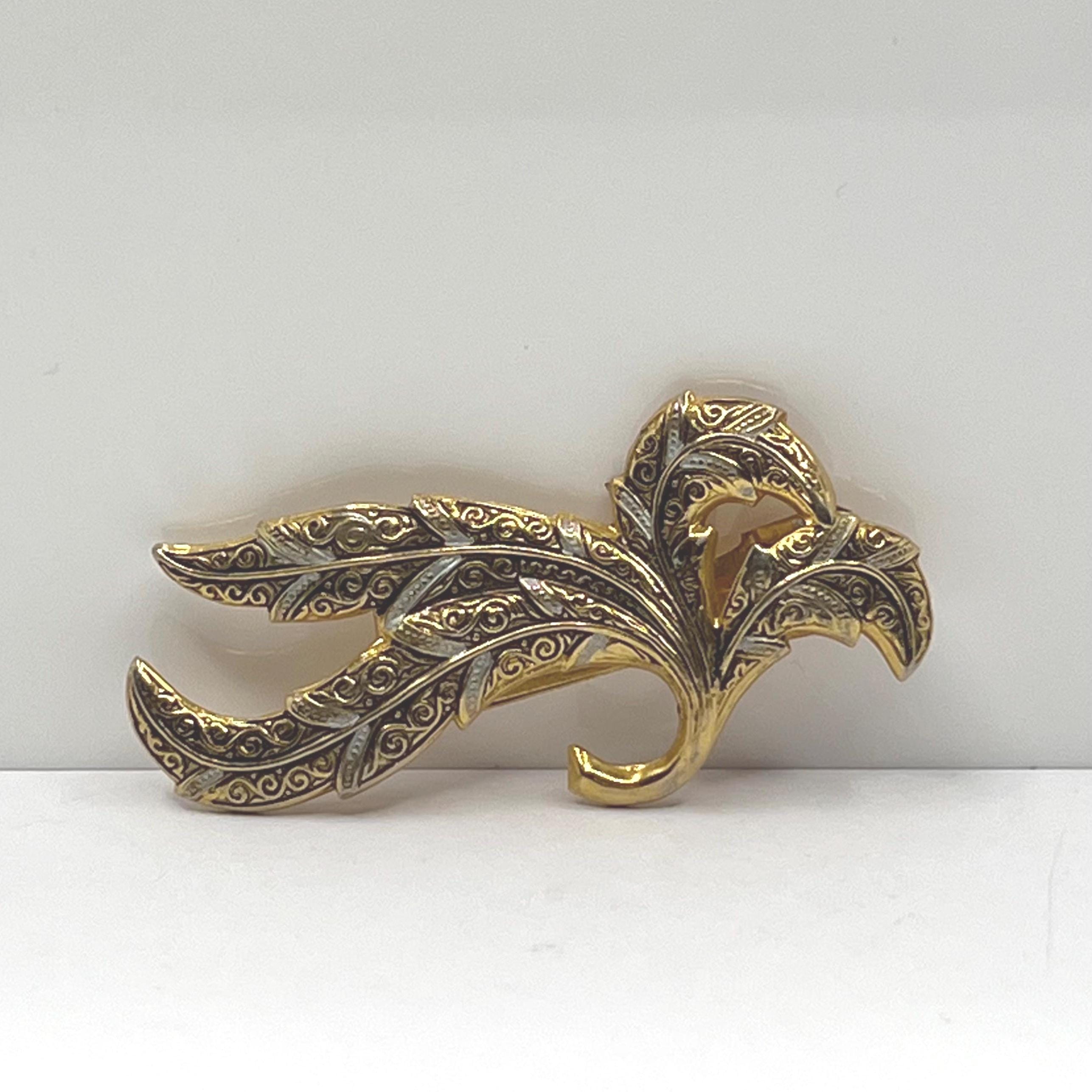 Vintage 24k Gold 18k green gold damascene hair broach made in Toledo Spain Damascene Hair Clip - Etsy main image 2