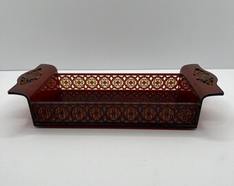 Avon Tortoise Lucite Jewelry Tray, 1960s Vanity Dresser Catchall, Retro Mid-Century Vintage Organizer, Brown Faux Tortoiseshell Display Tray