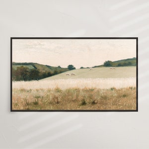Summer Pasture |  Frame TV Art | Vintage Landscape, Modern Transitional, Traditional, Summer Landscape, Pastoral Farm Road | DIGITAL #V98