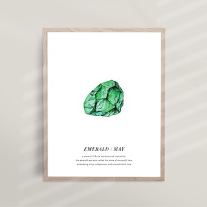 May Birthstone | May Birthstone Wall Art, May Emerald, Birthstone Poster, Gemstone Decor, Birthday Printable, Boho Crystal, Nursery | i31