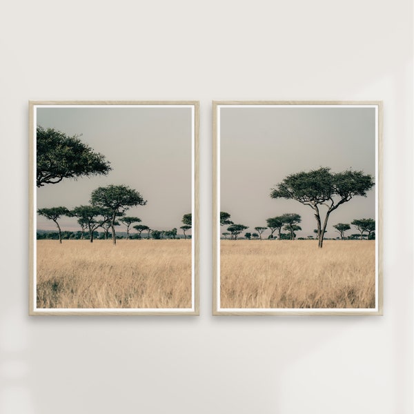 Savannah Summer | Set of 2 Prints, Landscape Photography, Travel Decor, Africa Safari, Scandinavian Minimalist, Boho Modern | PRINTABLE #P75