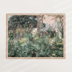High Summer Garden | Vintage Landscape, Antique Painting, Vintage Summer Art, Botanical Wall Art, Floral Wall Art | PRINTABLE #V114