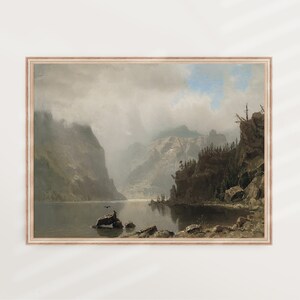 Mountain Lake | Vintage Landscape, Antique Painting, Country Scenery, Rustic Lake, Muted Wall Art, Neutral Nature | PRINTABLE #V63