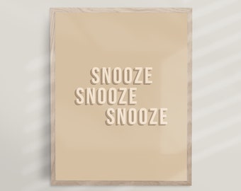 Snooze Snooze | Typography Art, Scandinavian Minimal, Boho Modern, Snooze Button, Sleep Print, Nap Art, Nursery Wall Decor, Neutral | T22