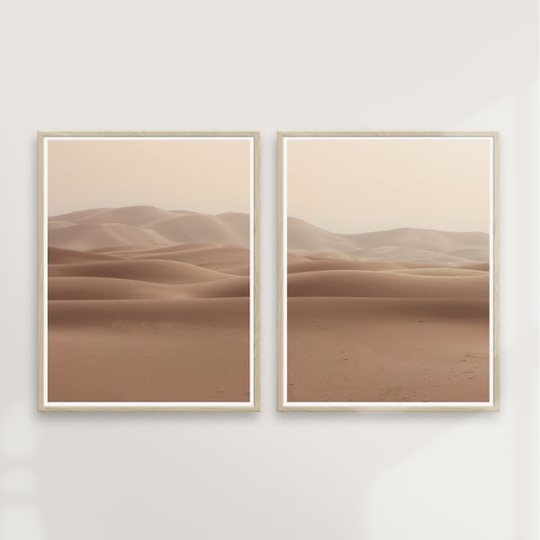 Sunset Dunes | Set of 2 Prints, Landscape Photography, Travel Decor, Desert Sand, Morocco Sahara, Minimalist, Boho Modern | PRINTABLE #P74