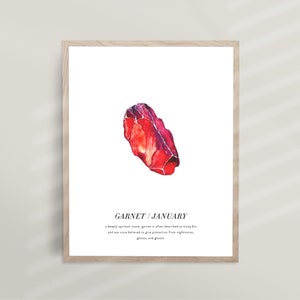 January Birthstone | January Birthstone Wall Art, January Garnet, Birthstone Poster, Gemstone Decor, Birthday Printable, Boho Crystal | i27