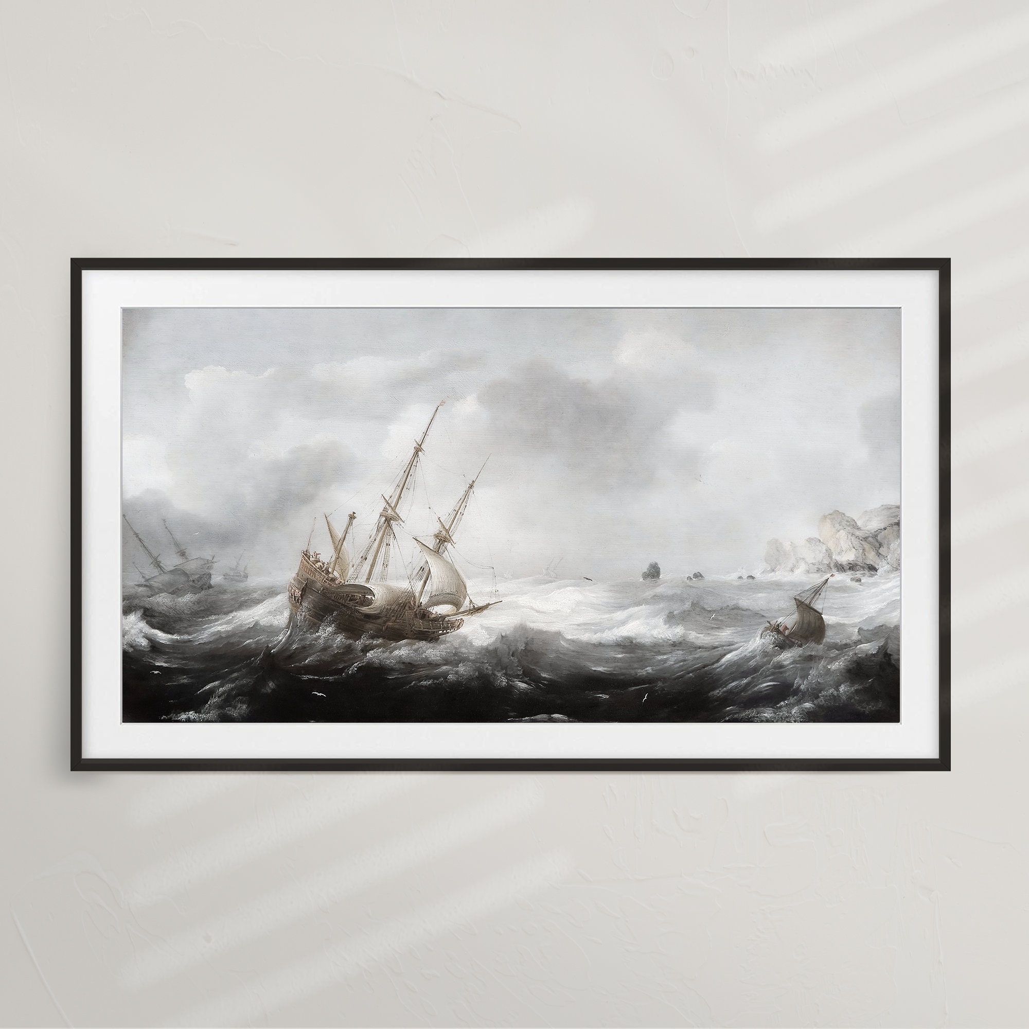 Storm At Sea Frame Tv Art Digital Art Antique Painting Etsy Israel