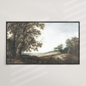 In the Shade | Frame TV Art | Digital Art, Vintage Landscape, Country Scenery, Antique Painting, Rustic Lake, Farmhouse | DIGITAL #V14