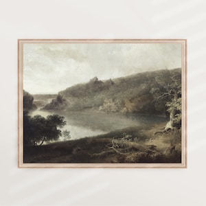 Tranquil Inlet | Vintage Landscape, Country Lake Scene, Summer Vintage Art, Forest Nature, Modern Transitional, Mountain | PRINTABLE #V12