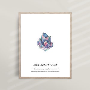 June Birthstone | June Birthstone Wall Art, June Alexandrite, Birthstone Poster, Gemstone Decor, Birthday Printable, Boho Crystal | i32
