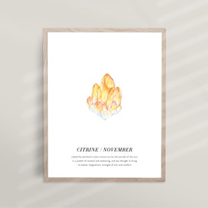 November Birthstone | November Birthstone Art, November Citrine, Birthstone Poster, Gemstone Decor, Birthday Printable, Boho Crystal | i37