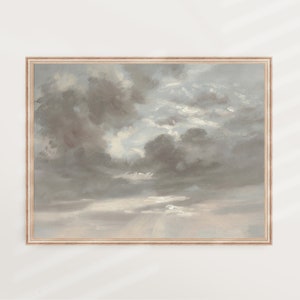 Winter Winds | Vintage Landscape, Antique Painting, Clouds Sky, Sunrise Sunset, Minimalist Art Print, Modern Neutral | PRINTABLE #V75