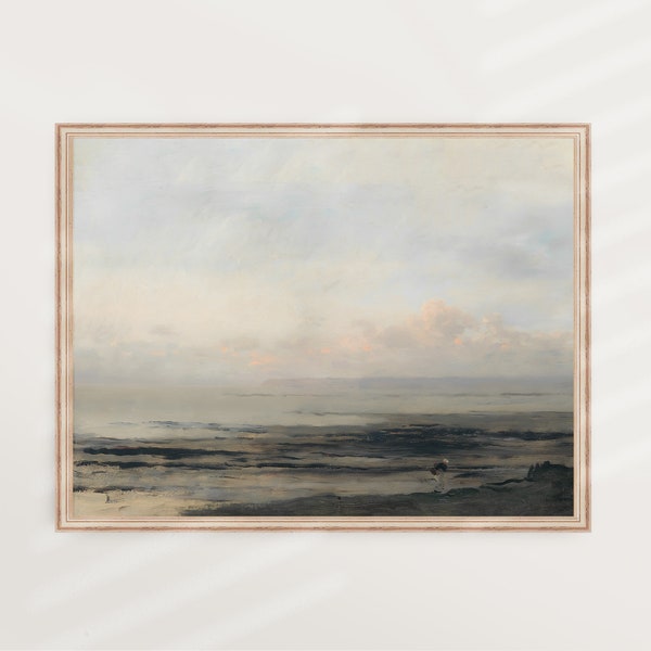 Low Tide | Vintage Seascape, Antique Painting, Coastal Beach, Sea Shore Landscape, Modern Farmhouse Wall Decor | PRINTABLE #V41