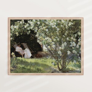 Peaceful Garden | Vintage Landscape, Antique Artwork, Victorian Art, Modern Transitional, Summer Floral, Rose Garden | PRINTABLE #V104