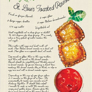 Art Print - STL Toasted Ravioli Recipe (Watercolor print)