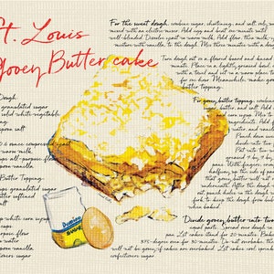 Art Print - STL Gooey Butter Cake Recipe (Watercolor print)