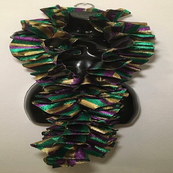 Scarf Art Mardi Gras Boa in Purple Green and Gold Stripes 