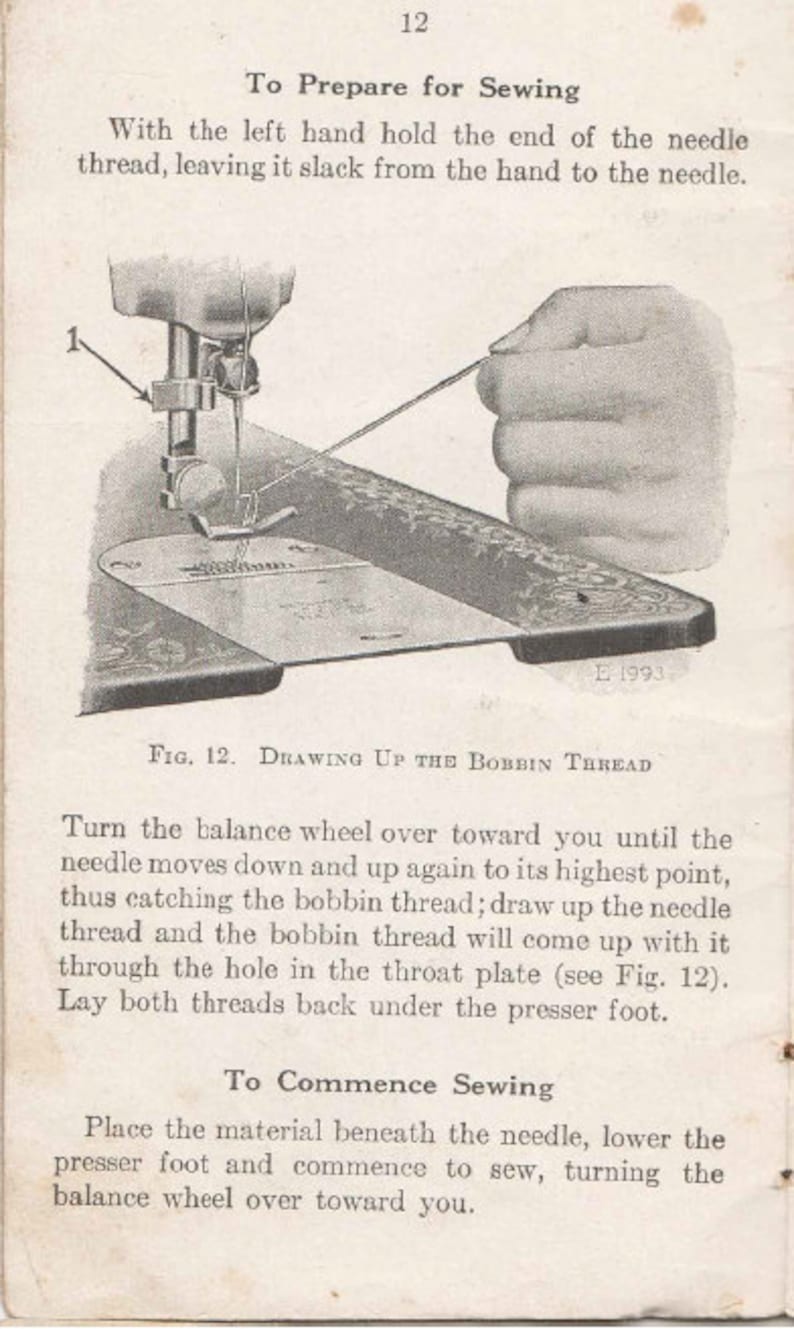 PDF 1915 Singer 115 Treadle Sewing Machine Instruction Manual Etsy