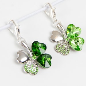 Shamrock - 4 Leaf Clover Charm with Green Heart Crystals and Rhinestone Accents - Traveler's Notebook Charm