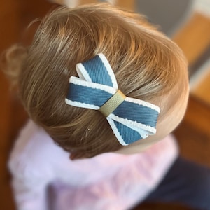 Navy Blue and White Bow