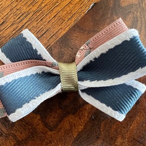Navy Blue, White, & Pink Bow
