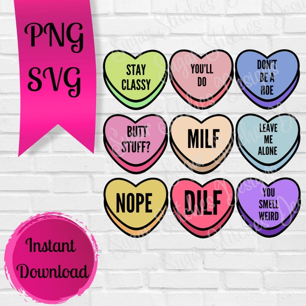 Sarcastic Conversation Hearts Digital Design; inappropriate/funny; digital; instant download; svg; png