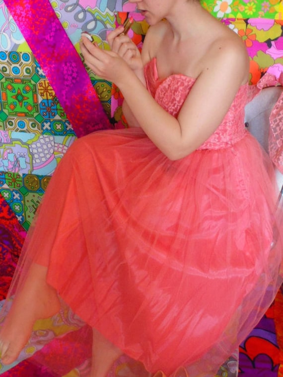 Pink 50's prom Dress Small excellent condition tul