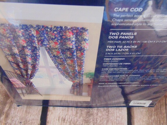 Ralph Lauren Chaps Blue Floral Curtains Drapes Cape Cod Two Etsy