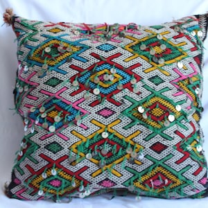 Vintage Moroccan Kilim Pillow Cushion Cover,Handmade Double face 19in X 18in