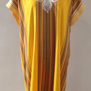 Moroccan kaftan, Abaya, comfi cover up, beach wear, hippie style- Sofran Yellow