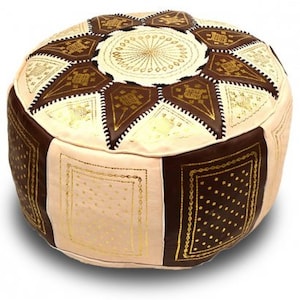 Hand Made  Moroccan Leather Poufs hassock ottoman footstool Poof Pouffe -“brown”