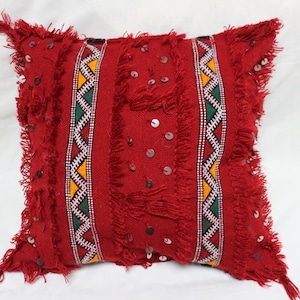 Moroccan Wool Pillow Cover -- Handira Wedding Berber Pillow 19" X 22"