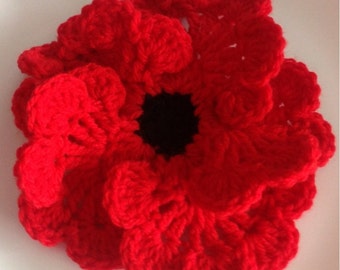 Big  Poppy with 15 cm in diameter, red, black, green stem. ( by Ladypoppies )
