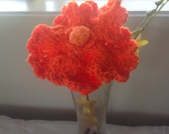 Orange Poppy and with stem is Perfect for Gift as a Souvenir