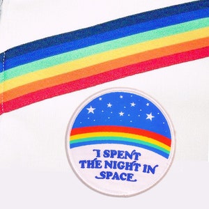 I Spent The Night In Space Rainbow Stars Retro 70s Vintage  Patch, Embroidered Patch, Iron On Patch, Sew On Patch, Patches for Jackets