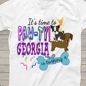 Puppy dog Birthday shirt, It's Time to Paw-ty, Birthday Party, gift for kids image 1