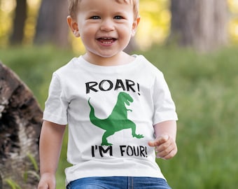 Roar Im 4 shirt, birthday shirt, dinosaur 4 birthday shirt, 4th birthday shirt dinosaur