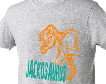 Dinosaur birthday shirt for kids, personalized gift, tshirt, dino t-rex theme party shirts for boys or girls
