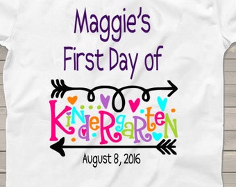 First day of Kindergarten shirt Personalized First Day of School tshirt - Back to School Shirt - Girls Hip arrow T-Shirt