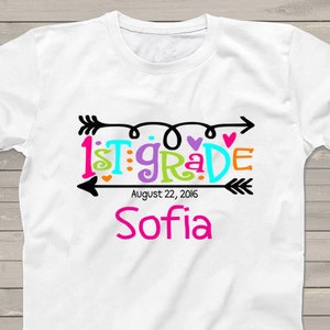 1st first day of school shirt Personalized back to school 1st grade tshirt - Back to School t-Shirt - Girls Hip arrow T-Shirt -Kids