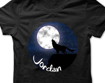 Wolf shirt, Howling at moon personalized, wolves, wolf pack shirts, gift for him, gift for her, matching family shirts, dogs, Halloween