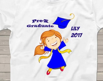 Graduation shirt for girls Personalized kindergarten grad pre-k preschool t-shirt Class of 2018 school shirts, gift ideas for kids