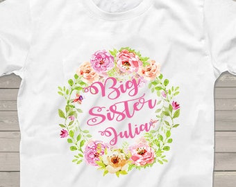 Big Sister to be shirt Only Child ending expiring shirts floral Pregnancy Announcement Personalized tshirt one of kind reveal